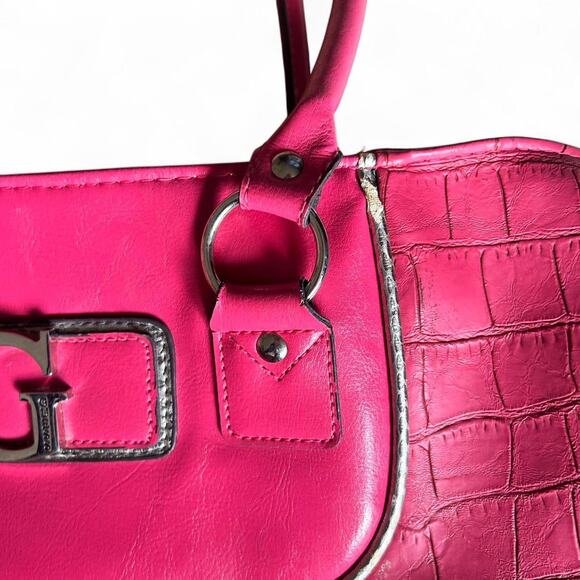 Pink Guess y2k large tote crocodile pattern retro travel - Picture 3 of 6